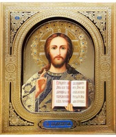 Икона 3-Д Иисус Христос, лик 10х12, арт. 28-3д-П-1 10х12х0.8 см, лик 3d 10х12 Софрино узор, на подставке