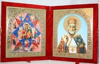 Икона-складень Божья Матерь Неопалимая Купина и Николай Чудотворец (15*18 см)