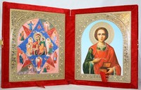 Икона-складень Божья Матерь Неопалимая Купина и Пантелеймон Целитель (15*18 см)