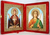 Икона-складень Божья Матерь Неупиваемая Чаша и Ангел Хранитель (15*18 см)