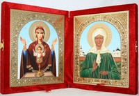 Икона-складень Божья Матерь Неупиваемая Чаша и Матрона Московская (15*18 см)
