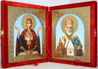 Икона-складень Божья Матерь Неупиваемая Чаша и Николай Чудотворец (15*18 см)