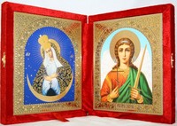 Икона-складень Божья Матерь Остробрамская и Ангел Хранитель (15*18 см)