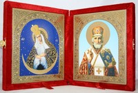 Икона-складень Божья Матерь Остробрамская и Николай Чудотворец (15*18 см)