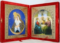 Икона-складень Божья Матерь Остробрамская и Святая Троица (15*18 см)