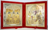 Икона-складень Святая Троица и Николай Чудотворец (15*18 см)