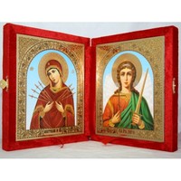 Икона-складень Божья Матерь Семистрельная и Ангел Хранитель (15*18 см)