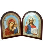 Бархатный складень невынимающийся лик 15х18 Софрино арочный Б-12-ГЛ-1-Б 34х20х5 см