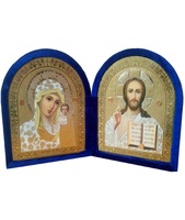 Бархатный складень невынимающийся лик 15х18 Софрино белая одежда Б-12-ГЛ-2-С 34х20х5 см