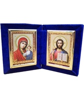 Бархатный складень невынимающийся лик 10х12 Простой Б-1012-ГЛ-2-С с молдингом, замочком, 26х15х3 см