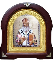 Икона Лука Крымский 12-А-192 в подарочной упаковке 26х29 см деревянный арочный киот, лик 15х18, оклад (риза) золото
