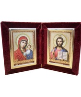 Бархатный складень невынимающийся лик 15х18 Простой Б-1518-ГЛ-2-Б с молдингом, замочком, 36х21х6 см