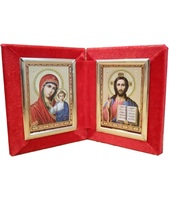 Бархатный складень невынимающийся лик 15х18 Простой Б-1518-ГЛ-2-К с молдингом, замочком, 36х21х6 см