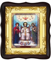 Икона Царь славы ( на троне ) 5-ФТ-162 24х27 см, деревянный фигурный тёмный киот, лик 15х18, оклад (риза) золото