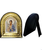 Икона Ангела Хранителя 32-ПЛ-1 15,5х17,5 см пластмассовый киот, лик 10х12 поясной Софрино белая одежда, оклад (риза) золото.