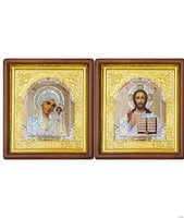 Венчальная пара Икона Спасителя и Казанской Божьей Матери 17-ВП