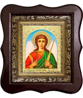 Икона Святой Ангел Хранитель 1012-ФБ-2 17х20 см деревянный фигурный киот, лик 10х12 арочный поясной Софрино, оклад (риза) золото