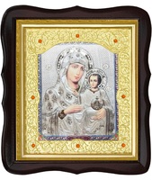 Икона Иерусалимская 20-ФТ-179 26х29 см деревянный фигурный тёмный киот, лик 15х18, оклад (риза) золото