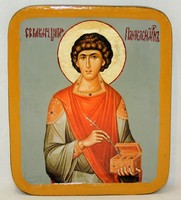 Писанная икона Пантелеймон Целитель в шкатулке