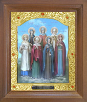 Икона Святые жены мироносицы 26-П-174 17х20 см деревянный прямой киот, лик 15х18, оклад (риза) золото