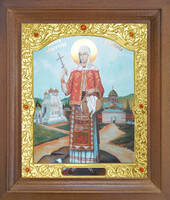 Икона Sfanta Mucenita Filofteia (Филофея) 26-П-185 17х20 см деревянный прямой киот, лик 15х18, оклад (риза) золото