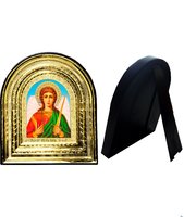 Икона Святой Ангел Хранитель 32-ПЛ-2 15,5х17,5 см пластмассовый киот, лик 10х12 арочный поясной Софрино, оклад (риза) золото.