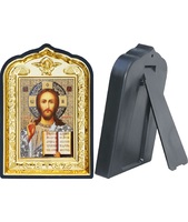 Икона Иисуса Христа 14-ПЛ-3 10х14 см пластмасовый киот, лик 6х9 Софрино белая одежда, оклад (риза) золото