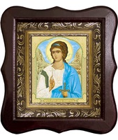 Икона Ангел Хранитель 1012-ФБ-3 17х20 см деревянный фигурный киот, лик 10х12 Тропарь поясной, оклад (риза) золото