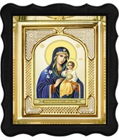 Икона Неувядаемый цвет 3-ФП-43 17х19 см фигурный пластиковый киот, лик 10х12 Тропарь, оклад (риза) золото.