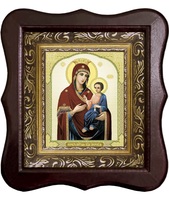 Иверская икона Божьей Матери 1012-ФБ-34 17х20 см деревянный фигурный киот, лик 10х12, оклад (риза) золото