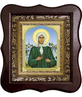 Икона Ксении Петербургской 1012-ФБ-36 17х20 см деревянный фигурный киот, лик 10х12, оклад (риза) золото