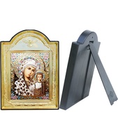 Икона Богородицы Казанской 8-ПЛ-316 13,5х18,5 см пластмассовый киот, лик 10х12 эмаль №2, оклад (риза) золото.