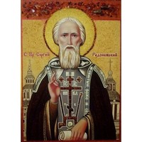 Икона из янтаря Святой Сергий Радонежский