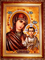Янтарная икона Казанская (6)