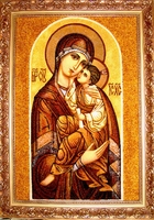 Янтарная икона Владимирская (13)