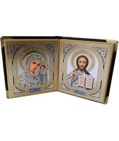 Кожаная книжка, не вынимающийся лик 10х12 Софрино узор КН-22 22х14х2 см  