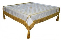 скатертина парча, обробка кольоровий галун, кручена бахрома,3