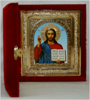 Складень в бархате  с золотой рамкой  10*12